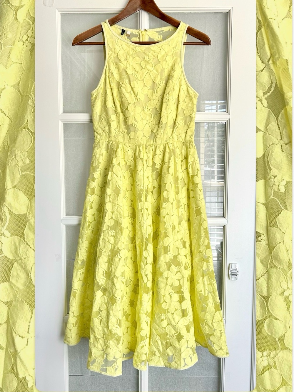 Anthropologie Sunny Yellow Lace Midi Dress